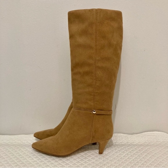 Isaac Mizrahi Abbot Boots Womens Size 6.5 Faux Suede Tan Knee High Heel Boot - Picture 2 of 15